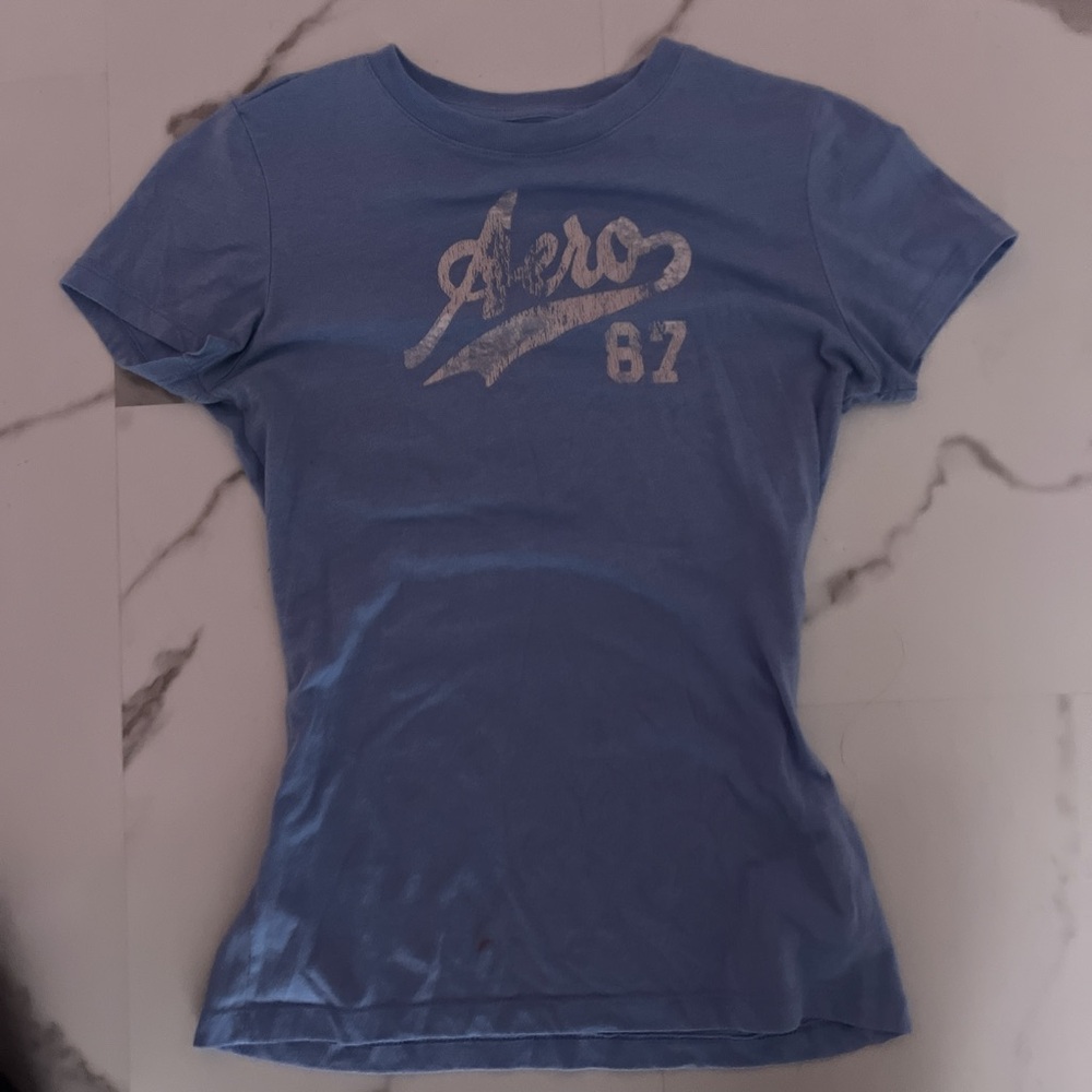 Aeropostale Blue Fitted Short Sleeve T-Shirt